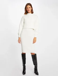 Robes>Morgan Robe Pull Ajustee Effet 2-En-1 Femme | Ecru