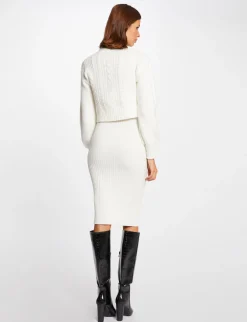 Robes>Morgan Robe Pull Ajustee Effet 2-En-1 Femme | Ecru