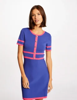 Robes>Morgan Robe Pull Droite Manches Courtes Violet Fonce Femme | Violet_Fonce