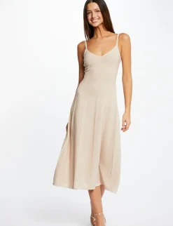 Robes>Morgan Robe Pull Midi Evasee A Bretelles Fines Femme | Dore