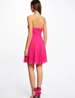 Robes>Morgan Robe Trapeze Avec Col Bustier Rose Fonce Femme | Rose_Fonce