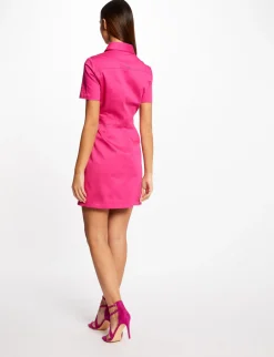 Robes>Morgan Robe Trapeze Boutonnee Avec Boucle Rose Fonce Femme | Rose_Fonce