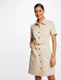 Robes>Morgan Robe Trapeze Boutonnee Avec Boucle Femme | Beige