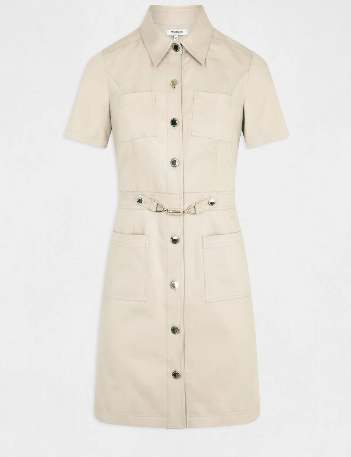 Robes>Morgan Robe Trapeze Boutonnee Avec Boucle Femme | Beige