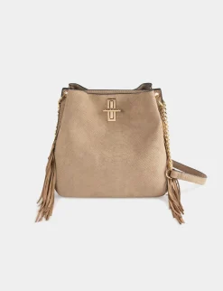 Maroquinerie>Morgan Sac Seau A Franges Aspect Python Femme | Beige