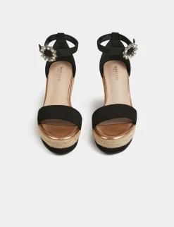 Chaussures>Morgan Sandales Compensees A Boucles Strass Femme | Noir