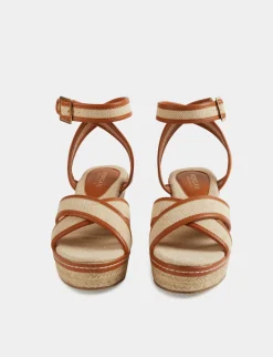 Chaussures>Morgan Sandales Compensees Aspect Tresse Femme | Beige