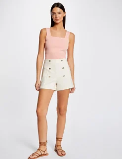 Shorts>Morgan Short City Droit A Ponts Ecru Moyen Femme | Ecru_Moyen