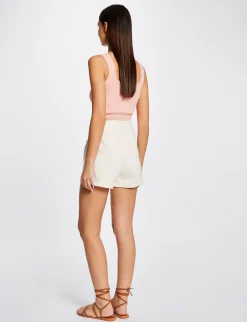 Shorts>Morgan Short City Droit A Ponts Ecru Moyen Femme | Ecru_Moyen