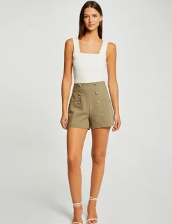 Shorts>Morgan Short City Droit A Ponts Vert Moyen Femme | Vert_Moyen