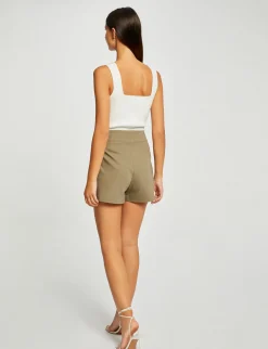Shorts>Morgan Short City Droit A Ponts Vert Moyen Femme | Vert_Moyen