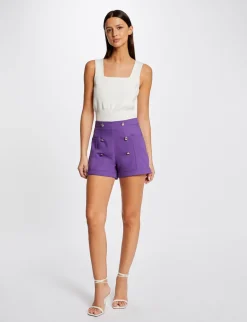 Shorts>Morgan Short City Droit A Ponts Violet Fonce Femme | Violet_Fonce