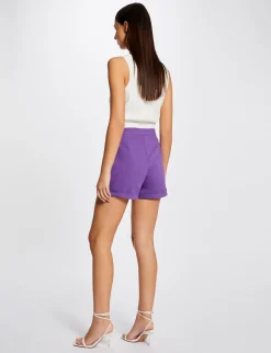 Shorts>Morgan Short City Droit A Ponts Violet Fonce Femme | Violet_Fonce