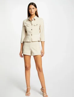 Ensembles Et Tailleurs>Morgan Short City Droit Taille Haute Femme | Beige