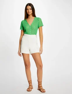 Shorts>Morgan Short Droit Fluide A Ponts Femme | Ecru