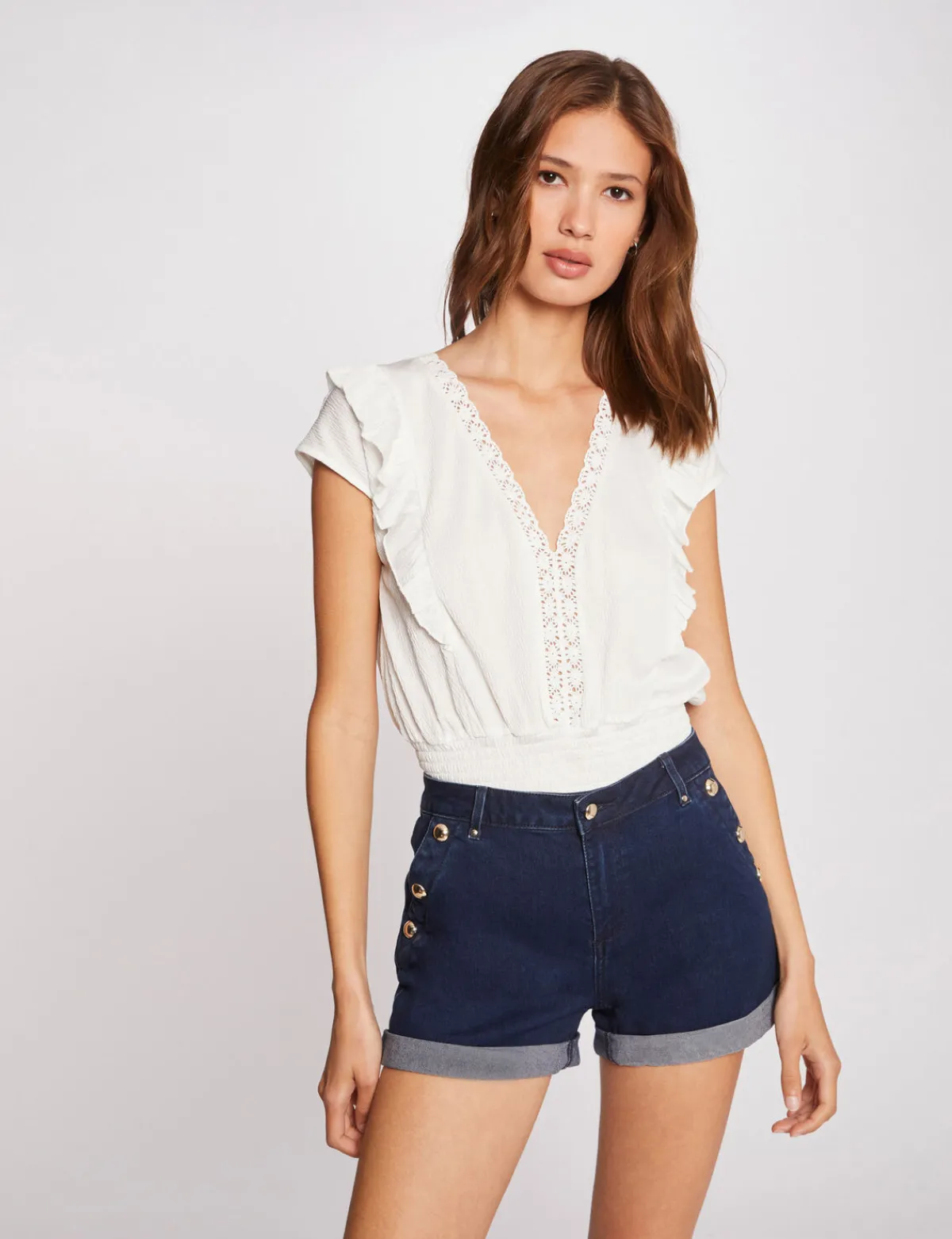 Shorts>Morgan Short Slim En Jean A Pont Jean Brut Femme | Jean_Brut