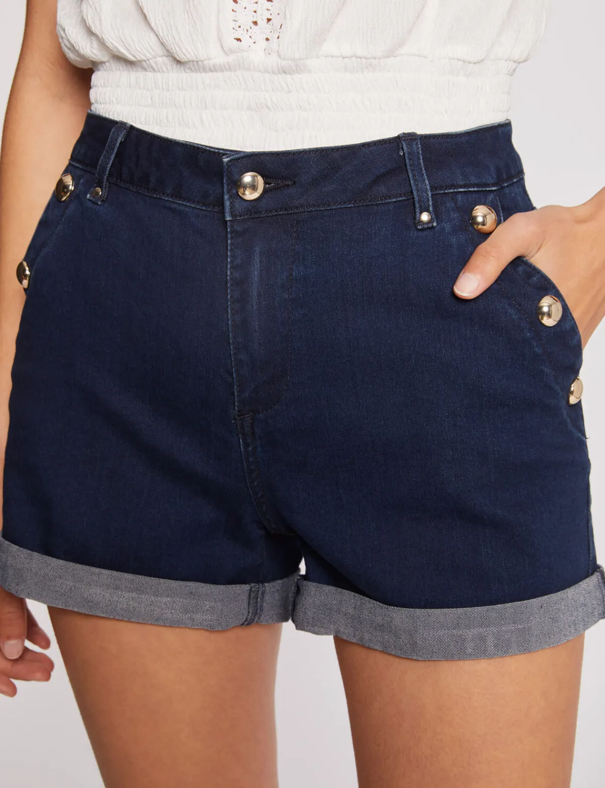 Shorts>Morgan Short Slim En Jean A Pont Jean Brut Femme | Jean_Brut
