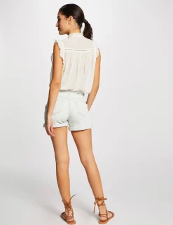 Shorts>Morgan Short Slim En Jean A Pont Jean Bleached Femme | Jean_Bleached