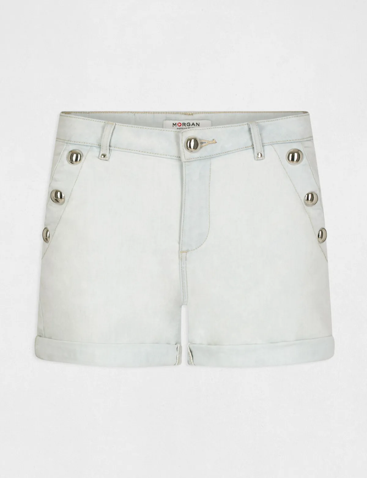 Shorts>Morgan Short Slim En Jean A Pont Jean Bleached Femme | Jean_Bleached