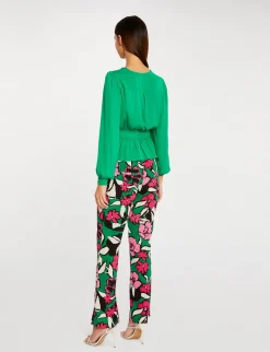 Chemises Et Blouses>Morgan Top Cache-Coeur Manches Longues Vert Moyen Femme | Vert_Moyen