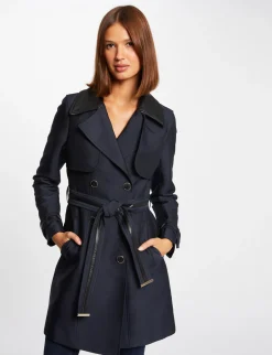 Manteaux>Morgan Trench Droit Ceinture Femme | Marine