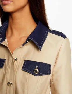 Manteaux>Morgan Trench Long Evase Ceinture Details Denim Femme | Beige