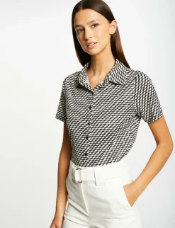 Tops Et T-Shirts>Morgan T-Shirt Boutonne Imprime Geometrique Femme | Multico