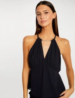 Chemises Et Blouses>Morgan T-Shirt Col En V Sans Manches Femme | Marine