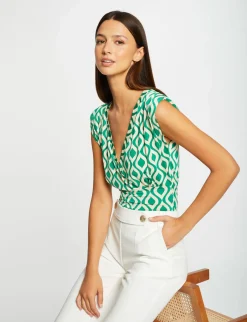 Tops Et T-Shirts>Morgan T-Shirt Imprime Geometrique Femme | Vert