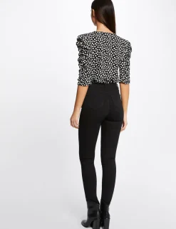Tops Et T-Shirts>Morgan T-Shirt Manches 3/4 Imprime A Pois Femme | Noir