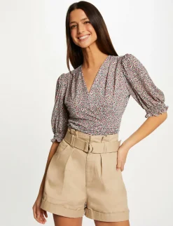 Tops Et T-Shirts>Morgan T-Shirt Manches 3/4 Imprime Floral Femme | Multico