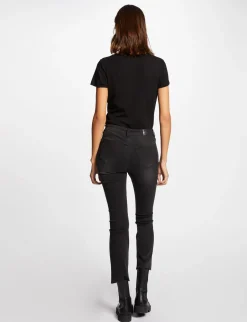 Tops Et T-Shirts>Morgan T-Shirt Manches Courtes A Inscription Femme | Noir