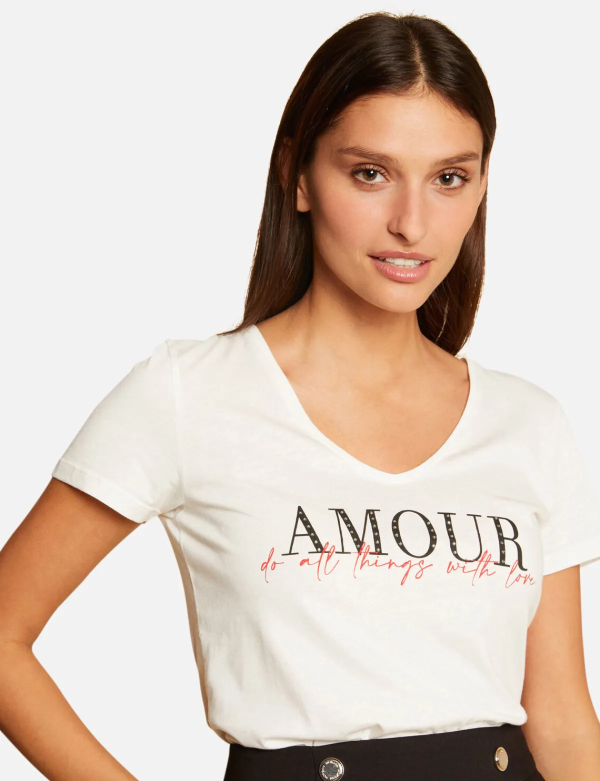 Tops Et T-Shirts>Morgan T-Shirt Manches Courtes A Inscription Femme | Ecru