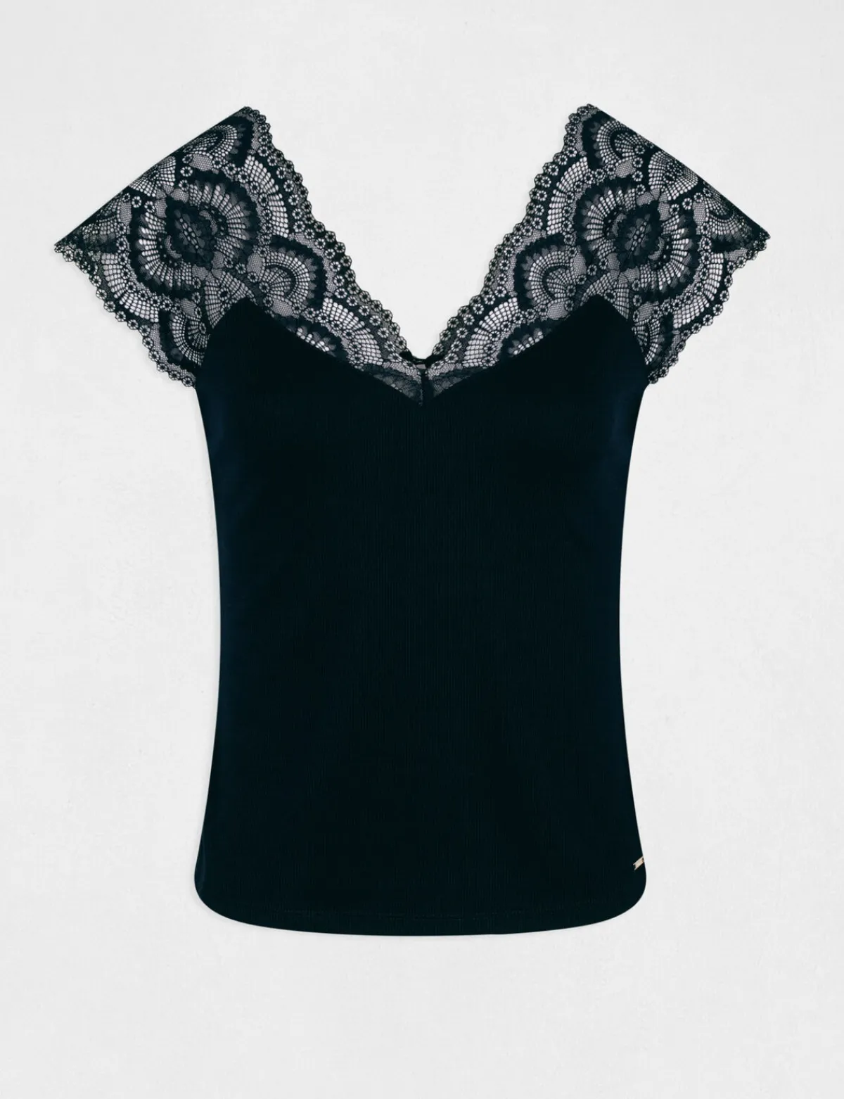 Tops Et T-Shirts>Morgan T-Shirt Manches Courtes A Dentelle Femme | Marine
