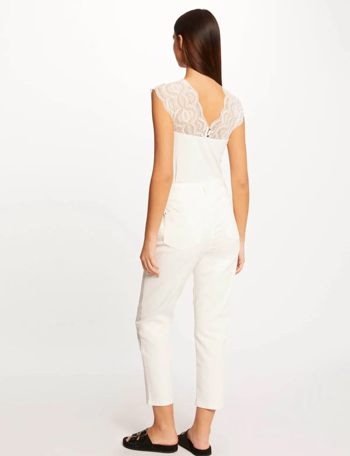 Tops Et T-Shirts>Morgan T-Shirt Manches Courtes A Dentelle Femme | Ecru