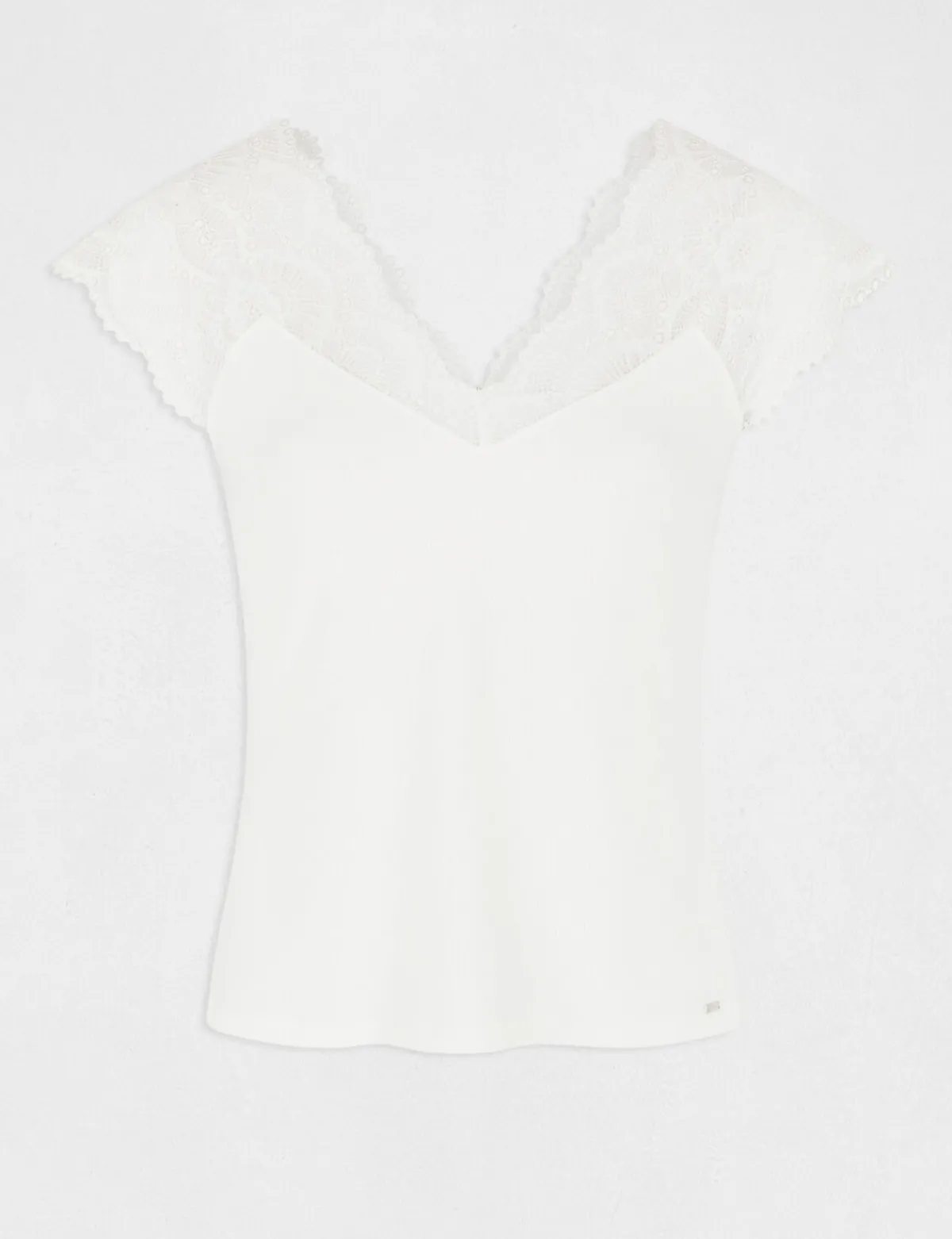 Tops Et T-Shirts>Morgan T-Shirt Manches Courtes A Dentelle Femme | Ecru