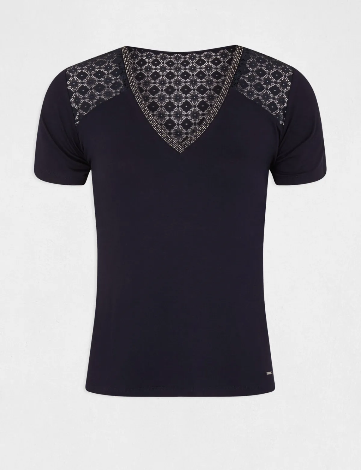 Tops Et T-Shirts>Morgan T-Shirt Manches Courtes A Dentelle Femme | Marine