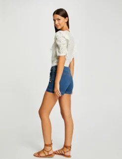 Tops Et T-Shirts>Morgan T-Shirt Manches Courtes A Volants Femme | Ecru