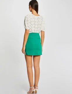 Tops Et T-Shirts>Morgan T-Shirt Manches Courtes A Broderie Femme | Ecru
