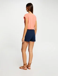 Tops Et T-Shirts>Morgan T-Shirt Manches Courtes A Col En V Femme | Orange