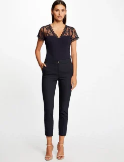 Tops Et T-Shirts>Morgan T-Shirt Manches Courtes A Dentelle Femme | Marine