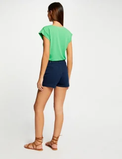 Tops Et T-Shirts>Morgan T-Shirt Manches Courtes A Col En V Femme | Vert
