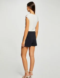 Tops Et T-Shirts>Morgan T-Shirt Manches Courtes Avec Noeud Femme | Ecru