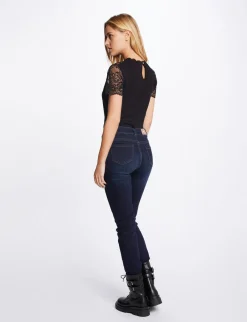 Tops Et T-Shirts>Morgan T-Shirt Manches Courtes Avec Dentelle Femme | Noir