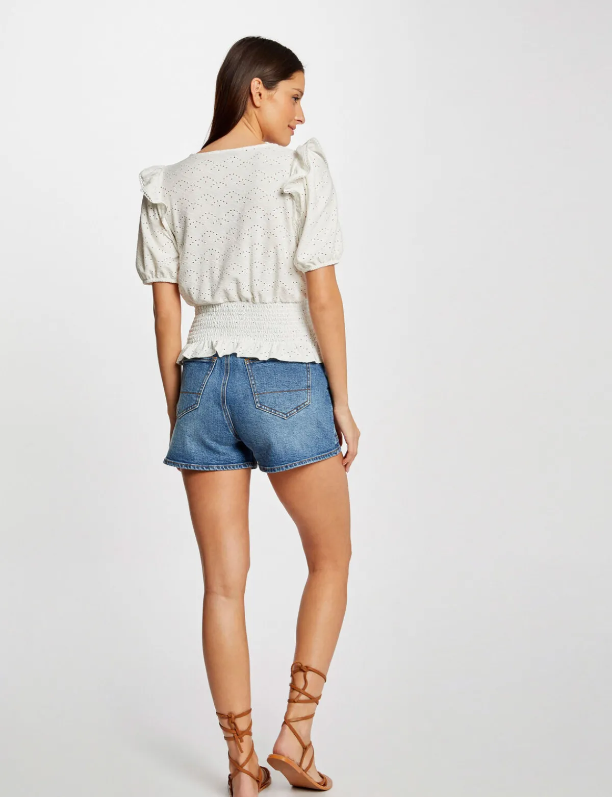 Tops Et T-Shirts>Morgan T-Shirt Manches Courtes Brode Femme | Ecru