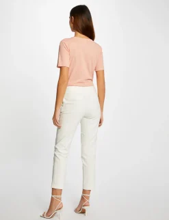 Tops Et T-Shirts>Morgan T-Shirt Manches Courtes Col En V Rose Moyen Femme | Rose_Moyen