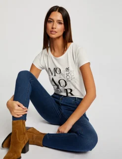 Tops Et T-Shirts>Morgan T-Shirt Manches Courtes Femme | Ecru