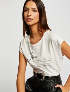 Tops Et T-Shirts>Morgan T-Shirt Manches Courtes Femme | Ecru