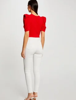 Tops Et T-Shirts>Morgan T-Shirt Manches Courtes Fronce Femme | Rouge