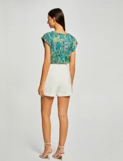 Tops Et T-Shirts>Morgan T-Shirt Manches Courtes Imprime Floral Femme | Vert
